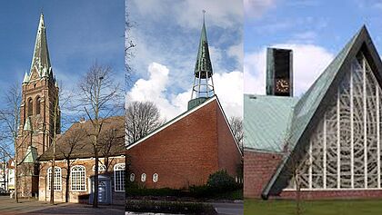 St.Nikolai, Angarkirche und Lutherkirche in Elmshorn. 