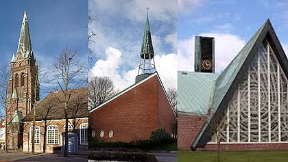 Drei Kirchen als Fotomontage