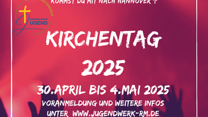 Ein Plakat kündigt den Kirchentag in Hannover an