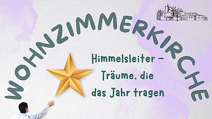 Plakat mit der Aufschrift "Wohnzimmerkirche"