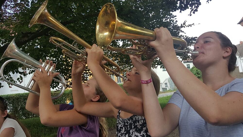 Jungbläserinnen beim Sommerworkshop 2018. Foto: Lambrecht
